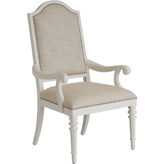 Corsica Upholstered Arm Chair by Barclay Butera in polo mallet white. Made from unique in a unique style.