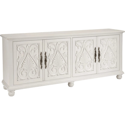 Catalonia Media Console by Barclay Butera in polo mallet white. Made from unique in a unique style.