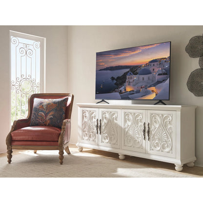 Catalonia Media Console by Barclay Butera in polo mallet white. Made from unique in a unique style.