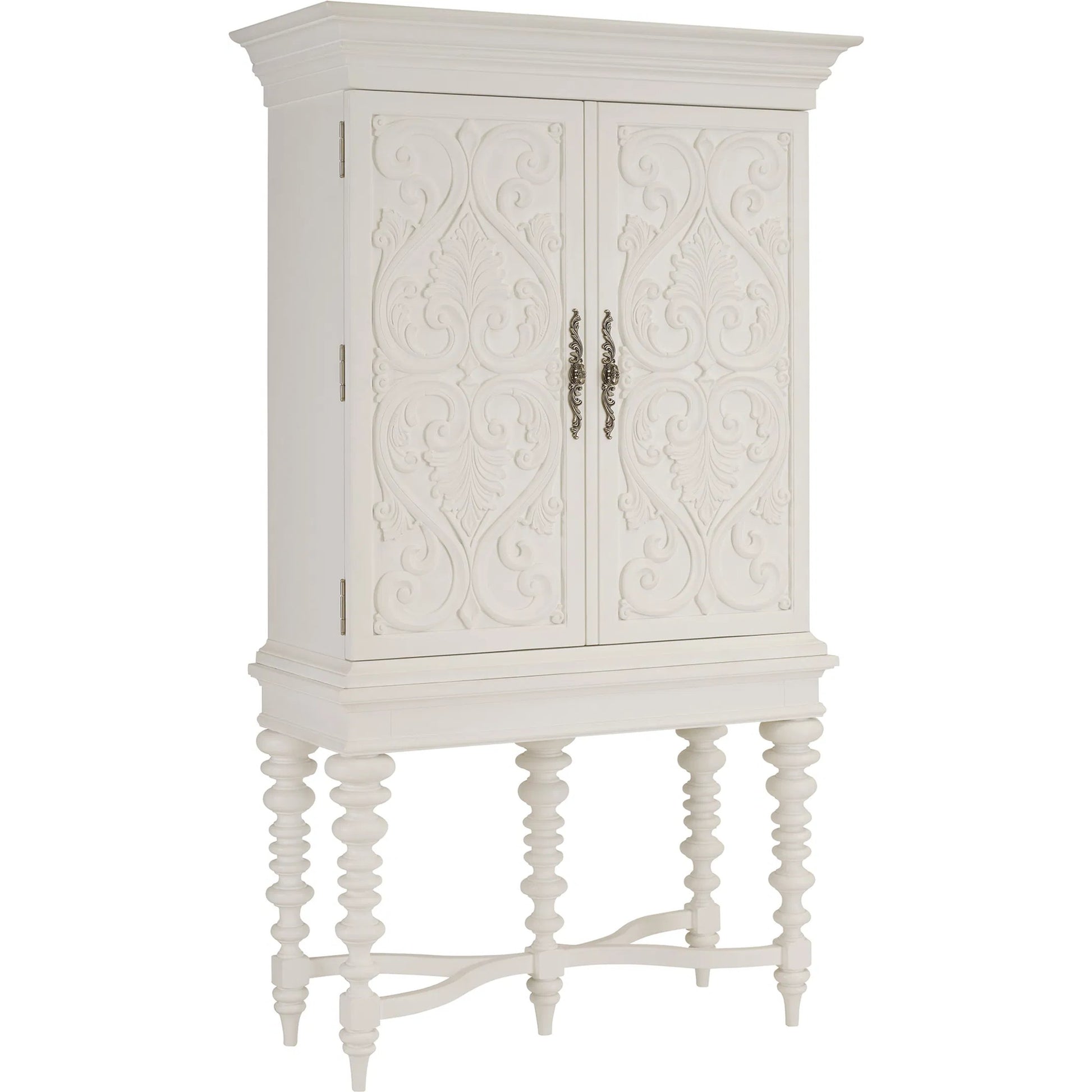 Arezzo Bar Cabinet by Barclay Butera in polo mallet white. Made from unique in a traditional style.