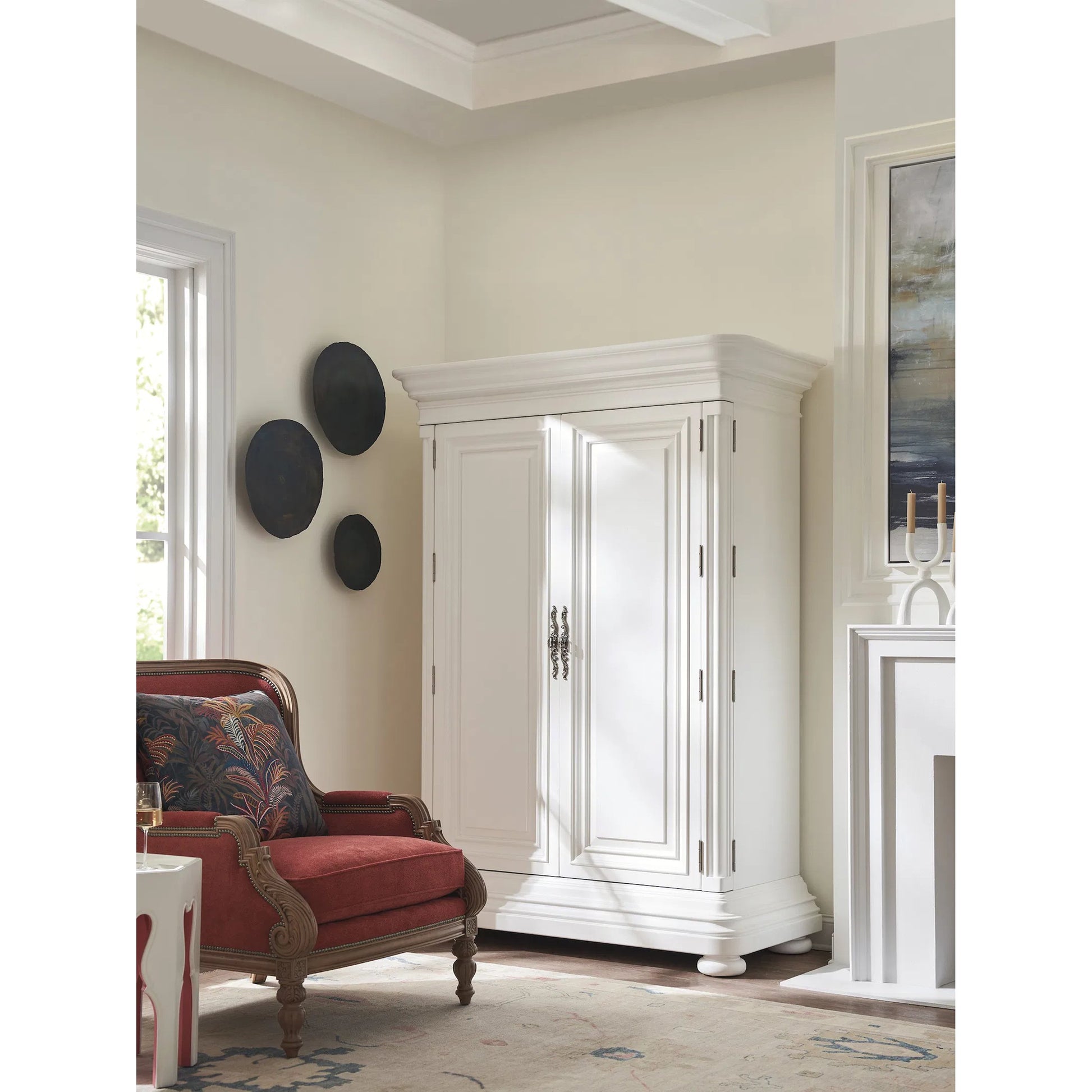 Grand Villa Cabinet by Barclay Butera in polo mallet white. Made from unique in a unique style.