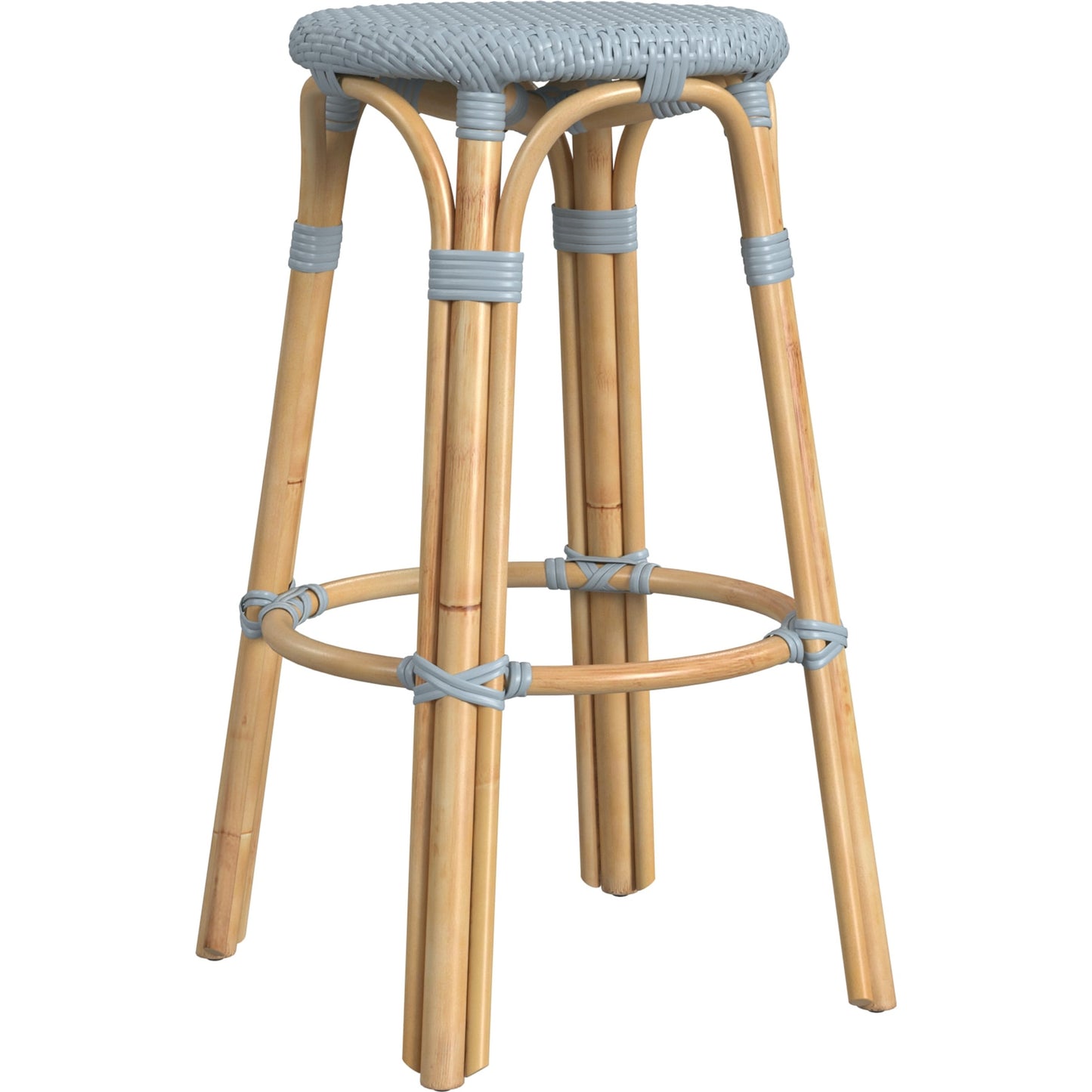 026 SI-1822379 | Additional Silo | Tobias Wood Bar Stool by Butler Specialty Company. Made from rattan, polyurethane synthetic rattan in a coastal style.