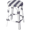 White and Navy Stripe, White Rattan