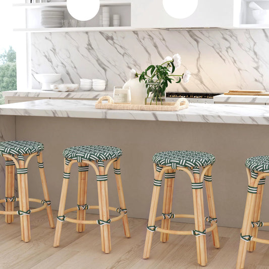 Tobias Rattan Round 24" Counter Stool by Butler Specialty Company. Made from unique in a coastal style.