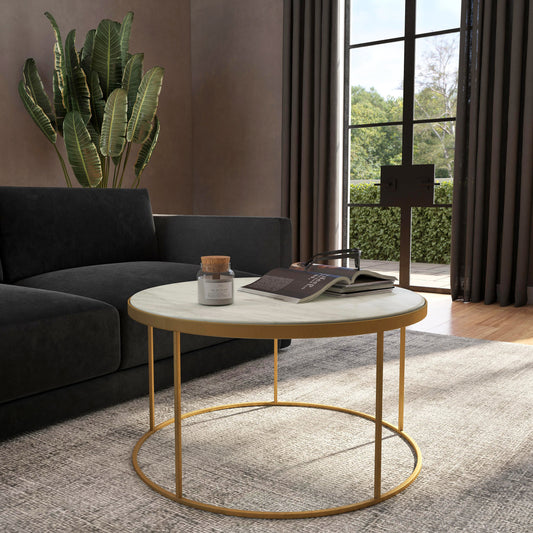 Triton Coffee Table by Butler Specialty Company in multi-color and white marble. Made from iron, marble in a modern style.