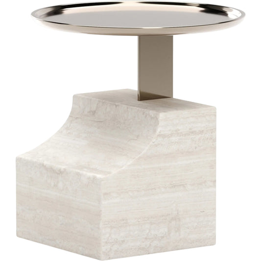 Overlap Sectional Accent Table by Caracole in whisper of gold. Made from stone in a modern style.
