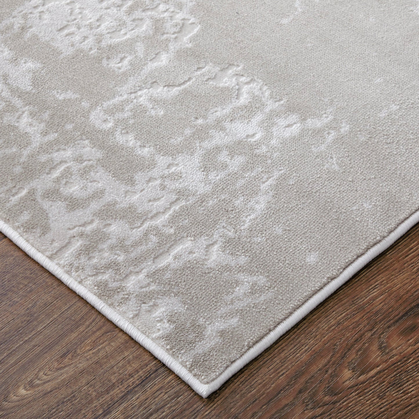 002 SI-2158658,SI-2158659,SI-2158660,SI-2158661 | Closeup | Prasad Rug - 67039NAF by Feizy in ivory, taupe, silver. Made from polypropylene, polyester in a unique style.