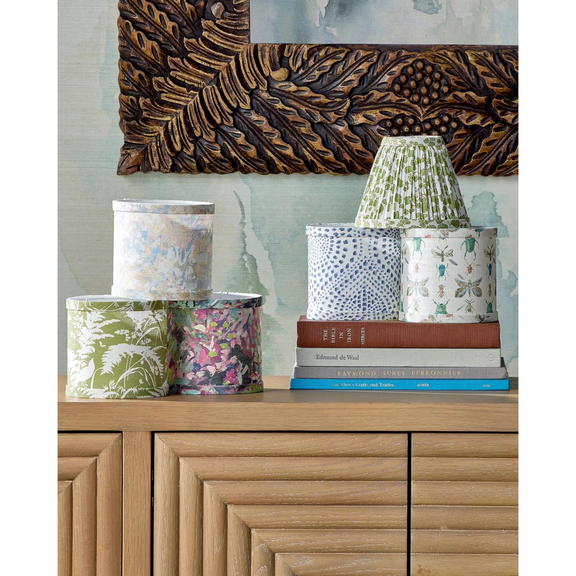 Aviary Drum Chandelier Shade by Currey and Company. Made from cotton in a cottage & farmhouse style.