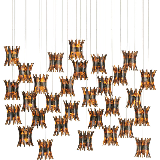 Alsop 30-Light Multi-Drop Pendant by Currey and Company in brown, black, silver. Made from composite in a modern style.