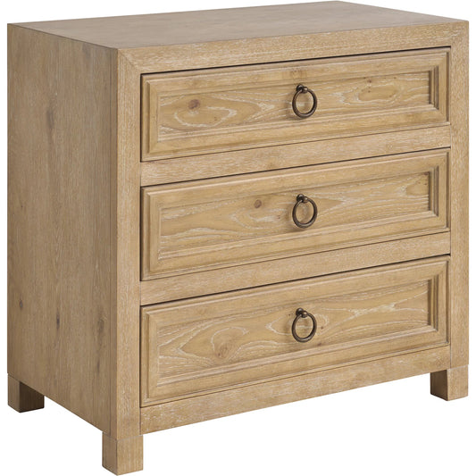 Casitas Nightstand by Barclay Butera in tan. Made from white oak in a unique style.