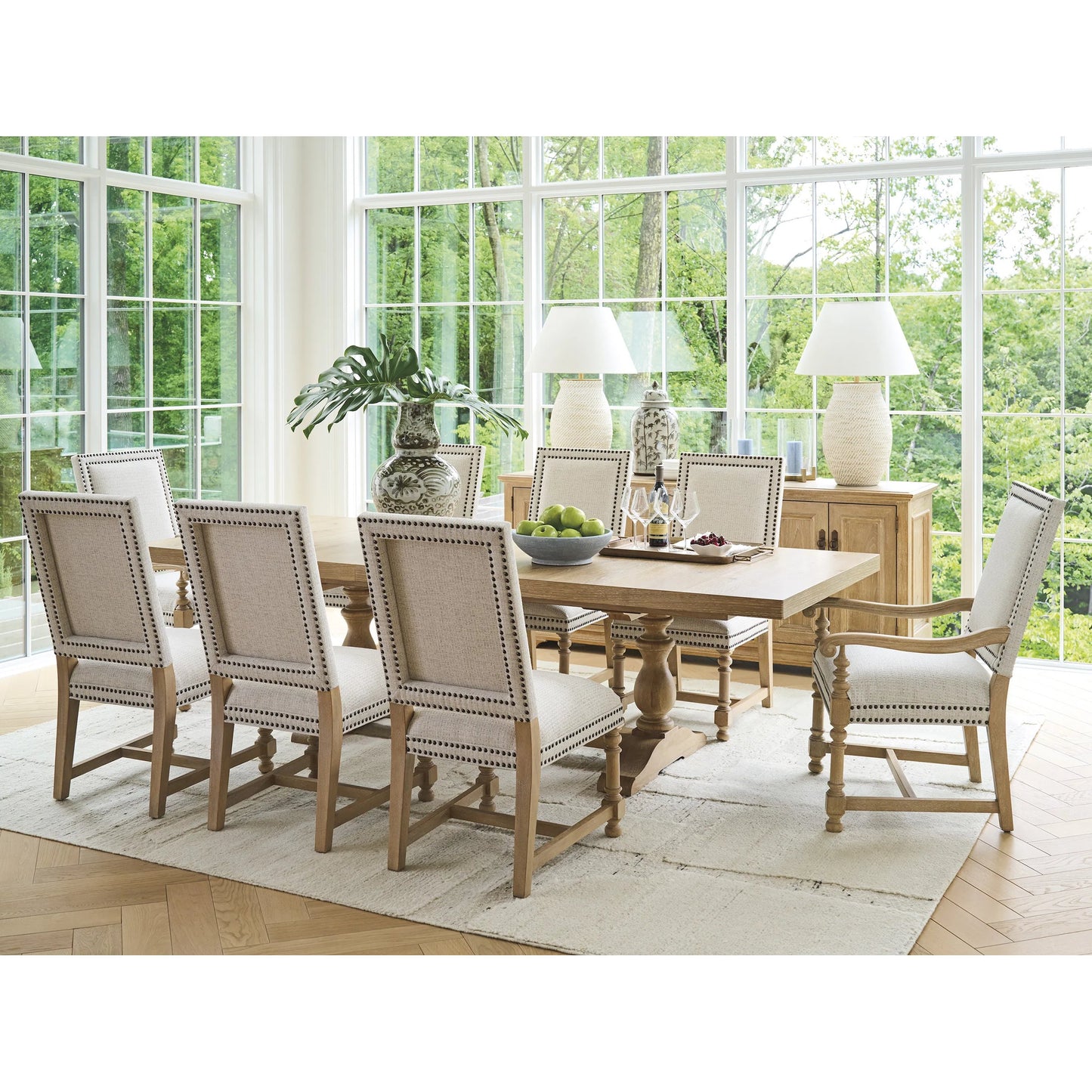 003 SI-2540471 | Lifestyle | Anderson Upholstered Arm Chair by Barclay Butera in tan. Made from white oak , fabric in a unique style.