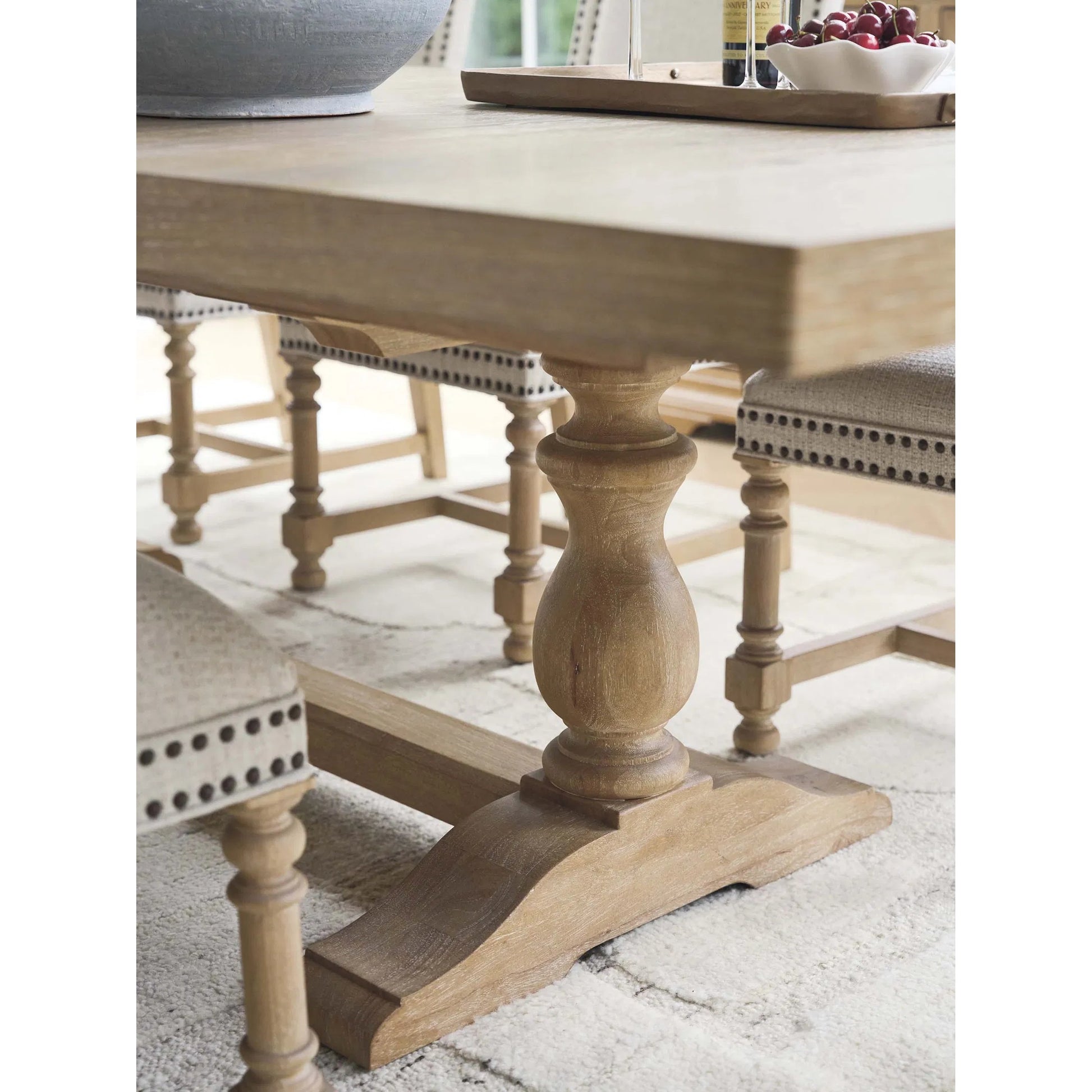 La Mirada Rectangular Dining Table by Barclay Butera in tan. Made from white oak in a unique style.