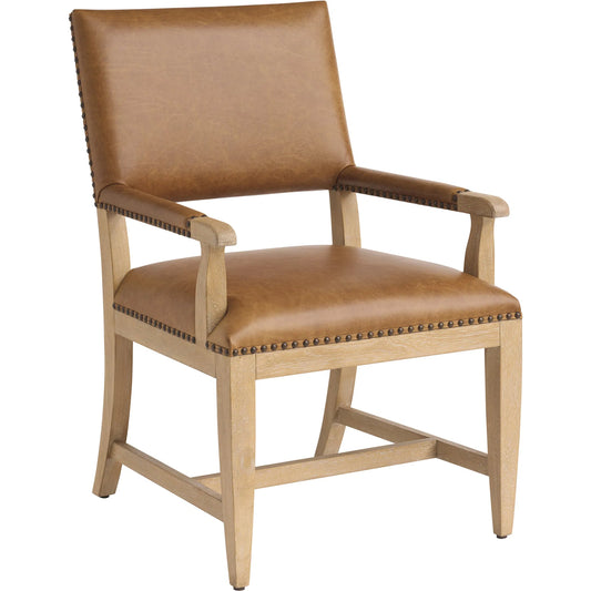 001 SI-2540469 | Primary Silo | Colburn Leather Upholstered Arm Chair by Barclay Butera in tan. Made from white oak, leather in a unique style.