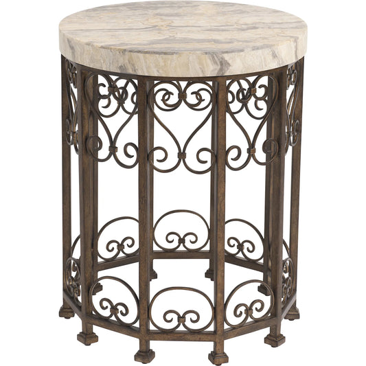 001 SI-2540476 | Primary Silo | Lowery Round Metal Accent Table by Barclay Butera in tan. Made from stone, metal in a unique style.