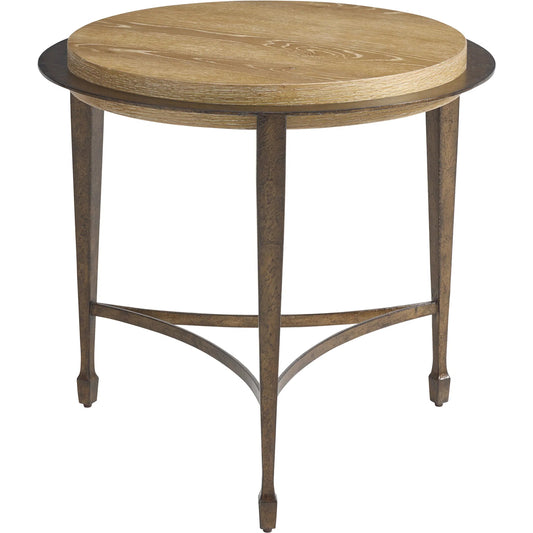 001 SI-2540478 | Primary Silo | Catalonia Round Side Table by Barclay Butera in tan. Made from white oak, metal in a unique style.