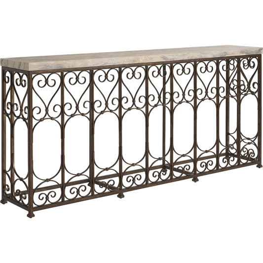 001 SI-2540482 | Primary Silo | Fletcher Metal Console Table by Barclay Butera in tan. Made from stone, metal in a unique style.