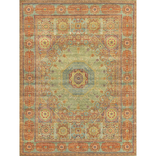 Mamluk Rug - Green, Light Blue by Exquisite Rugs in green/light blue. Made from unique in a unique style.