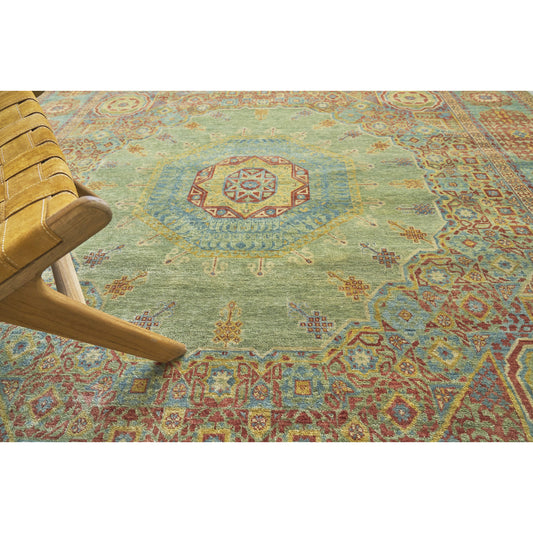 Mamluk Rug - Green, Light Blue by Exquisite Rugs in green, light blue. Made from new zealand wool in a unique style.