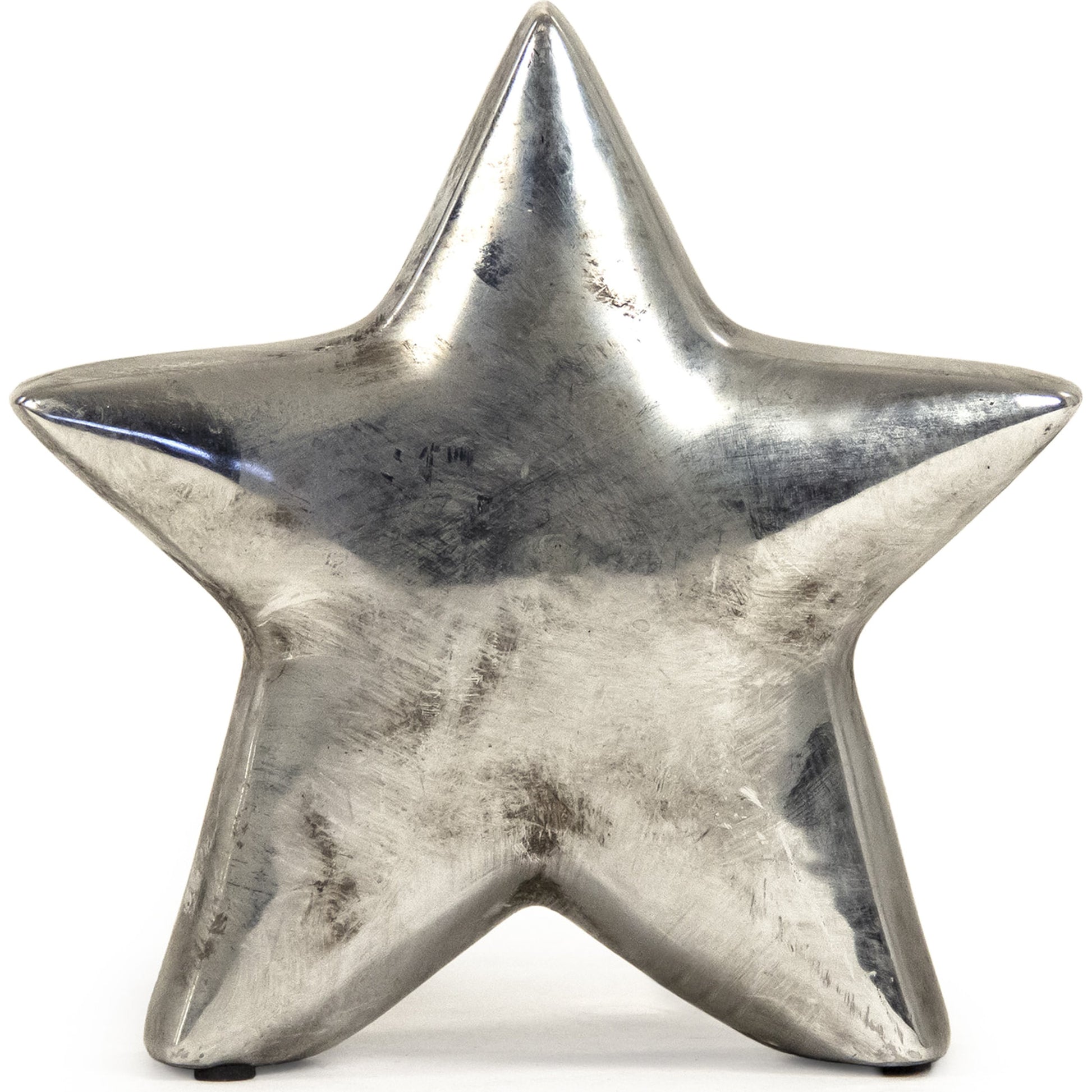 Distressed Metallic Star by Zentique in distressed metallic silver and stoneware. Made from stoneware in a modern style.
