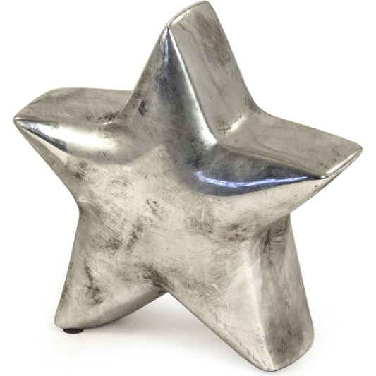 Distressed Metallic Star by Zentique in distressed metallic silver and stoneware. Made from stoneware in a modern style.