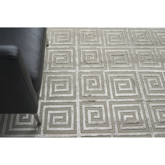Greek Key Rug by Exquisite Rugs in silver. Made from wool, viscose in a unique style.