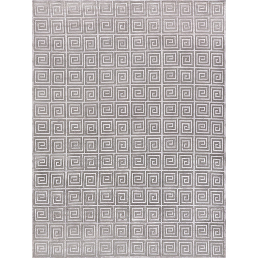 Greek Key Rug - Silver by Exquisite Rugs in silver. Made from new zealand wool, viscose in a unique style.