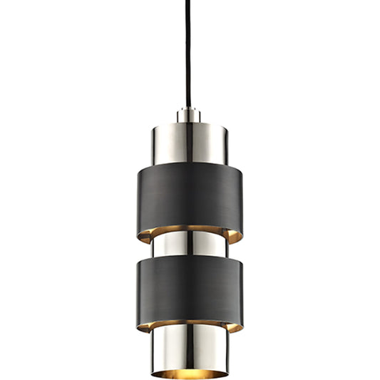 Cyrus Pendant Light by Hudson Valley in polished nickel, old bronze. Made from steel in a modern style.