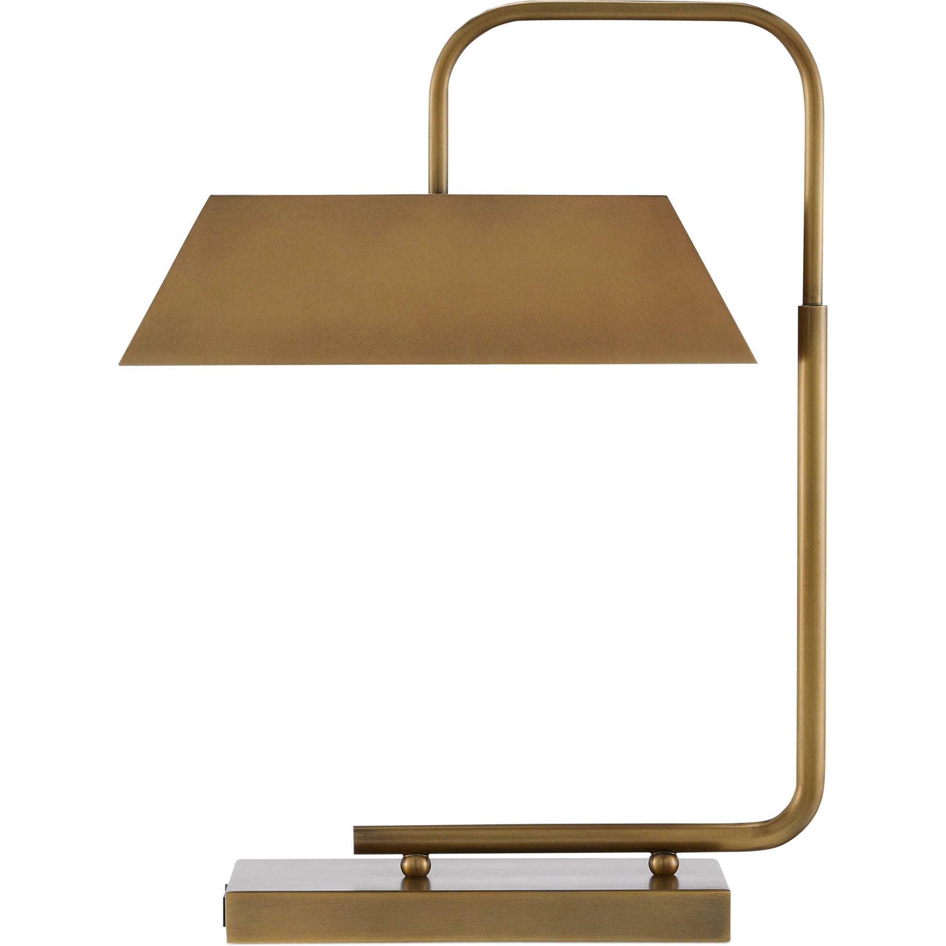 Hoxton Table Lamp by Currey and Company in light antique brass. Made from metal in a modern style.