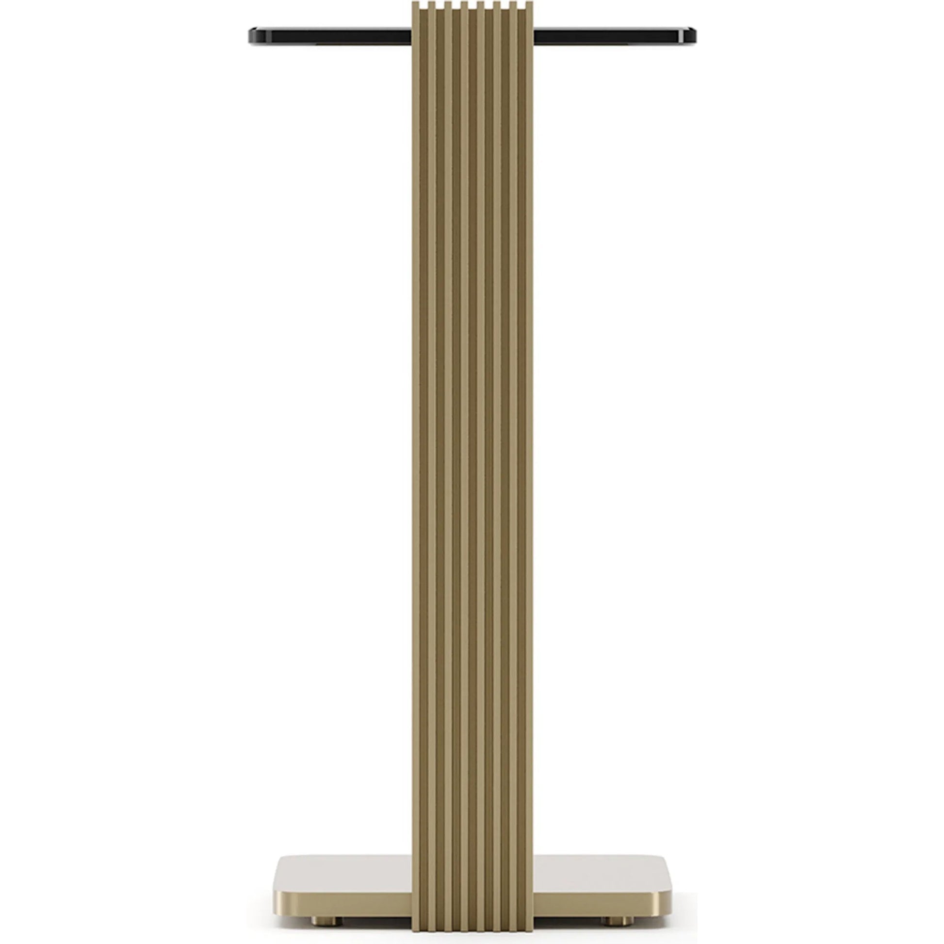 Counter Balance Spot Table by Caracole in smoked bronze, brushed gold. Made from glass in a modern style.