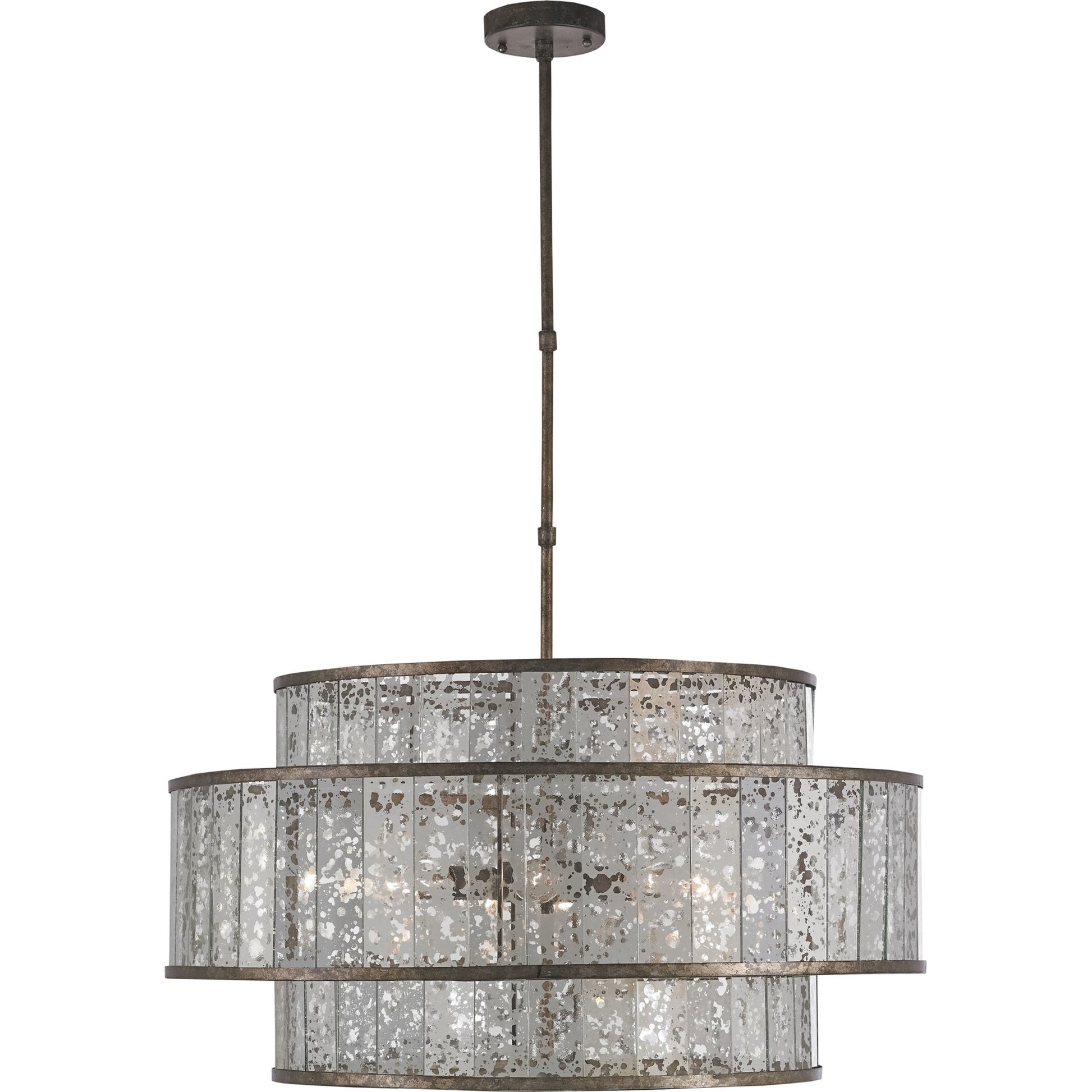Fantine Chandelier by Currey and Company. Made from wrought iron, glass in a traditional style.