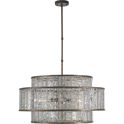 Fantine Chandelier by Currey and Company. Made from wrought iron, glass in a traditional style.