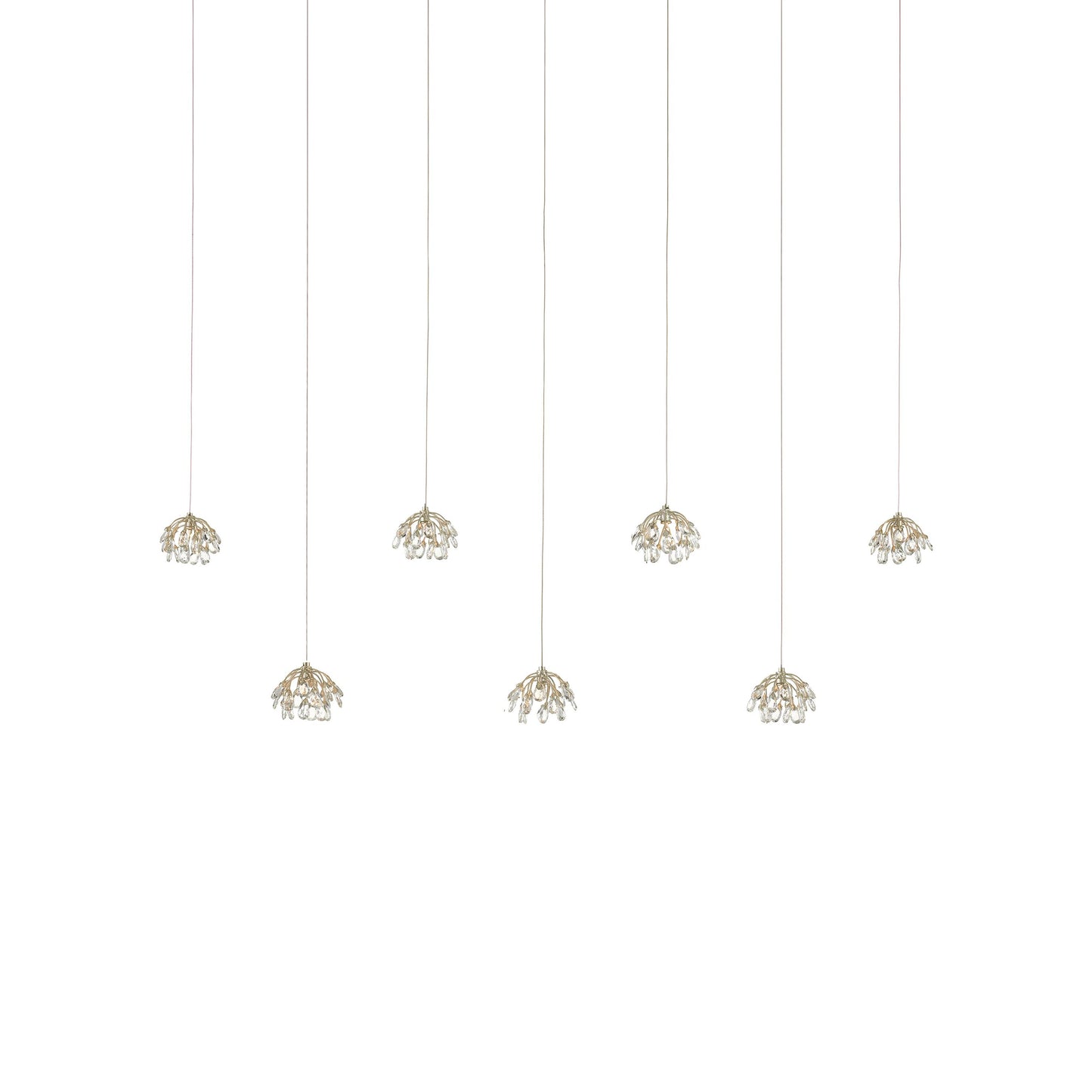 002 SI-1923890 | Additional Silo | Bud Rectangular 7-LIGHT Multi-Drop Pendant by Currey and Company in crystal, contemporary silver, silver. Made from crystal, contemparary silver, wrought iron in a modern style.