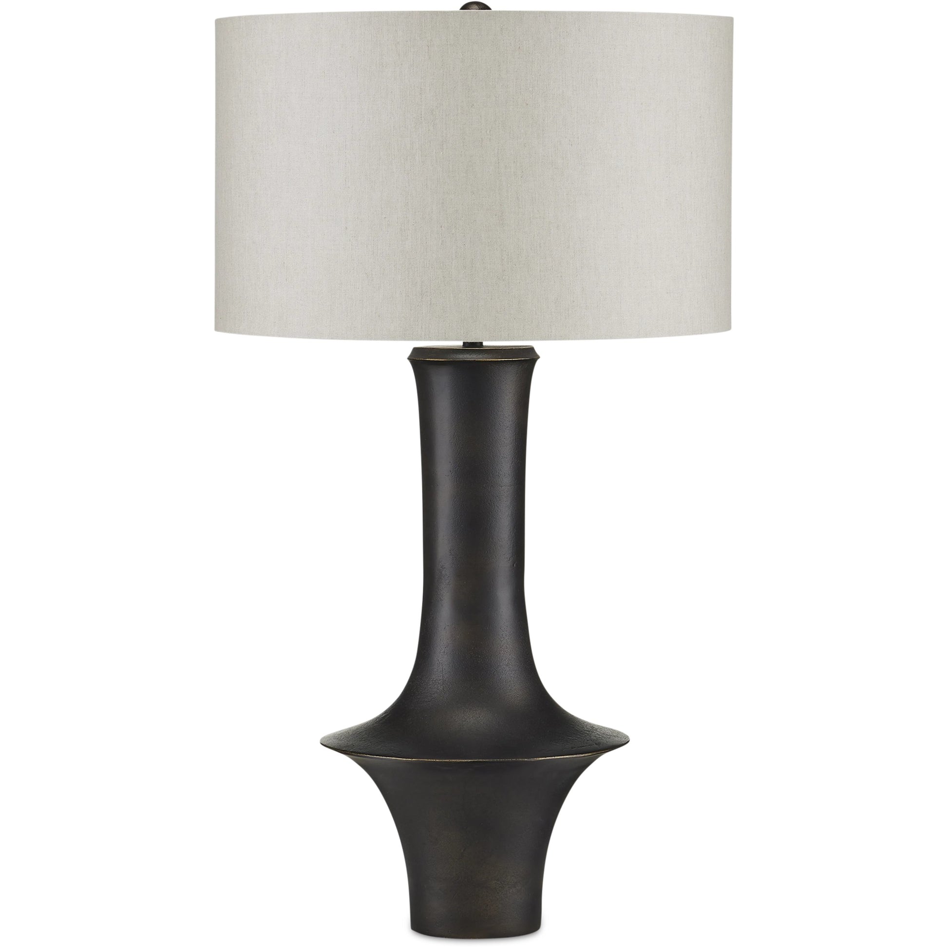 Silvestri Table Lamp by Currey and Company in black. Made from cast aluminum in a modern style.