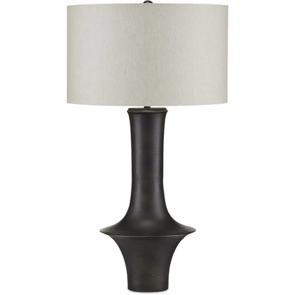 Silvestri Table Lamp by Currey and Company in black. Made from cast aluminum in a modern style.