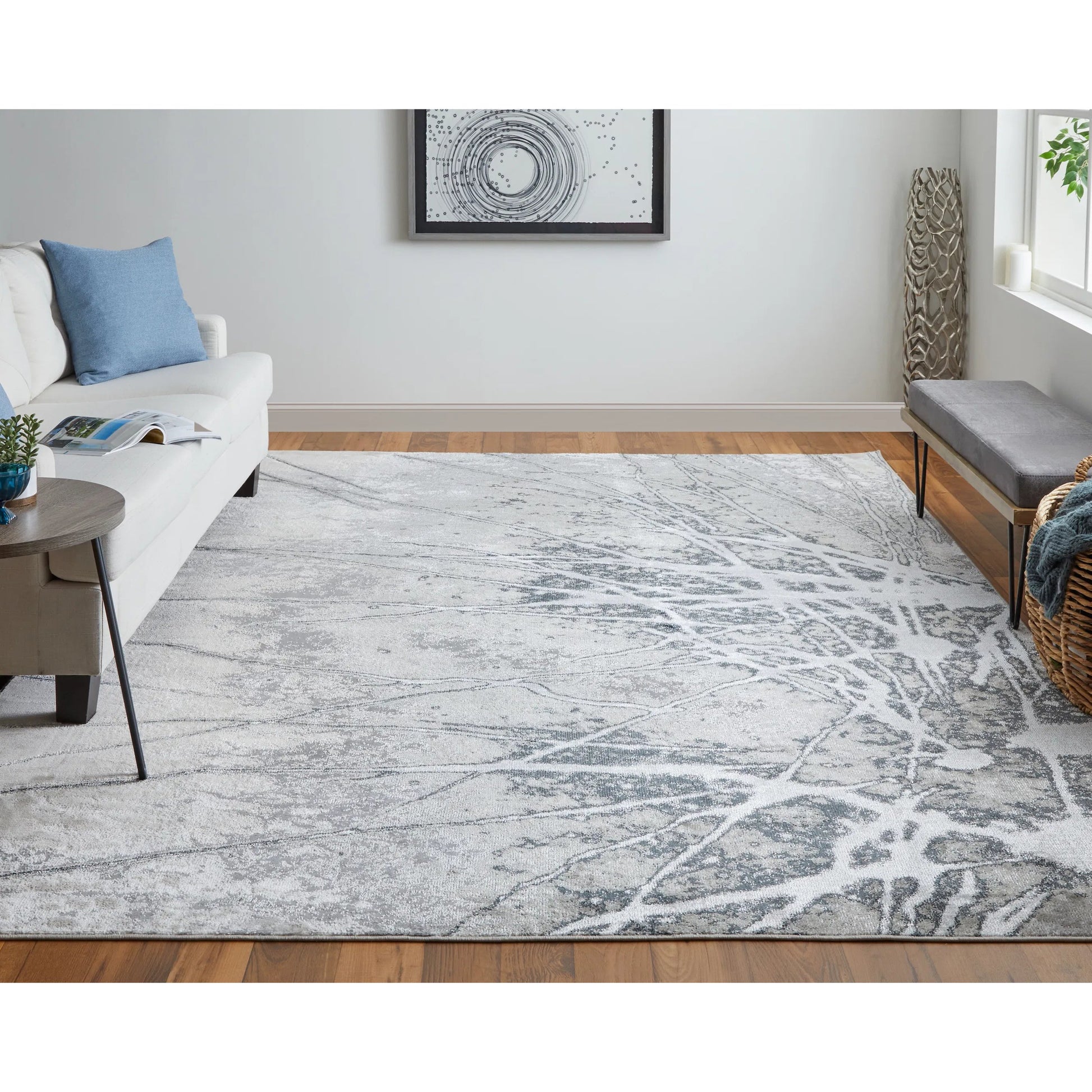 Astra Transitional Rug - 39L5F by Feizy in gray, silver, ivory. Made from polypropylene, polyester in a unique style.
