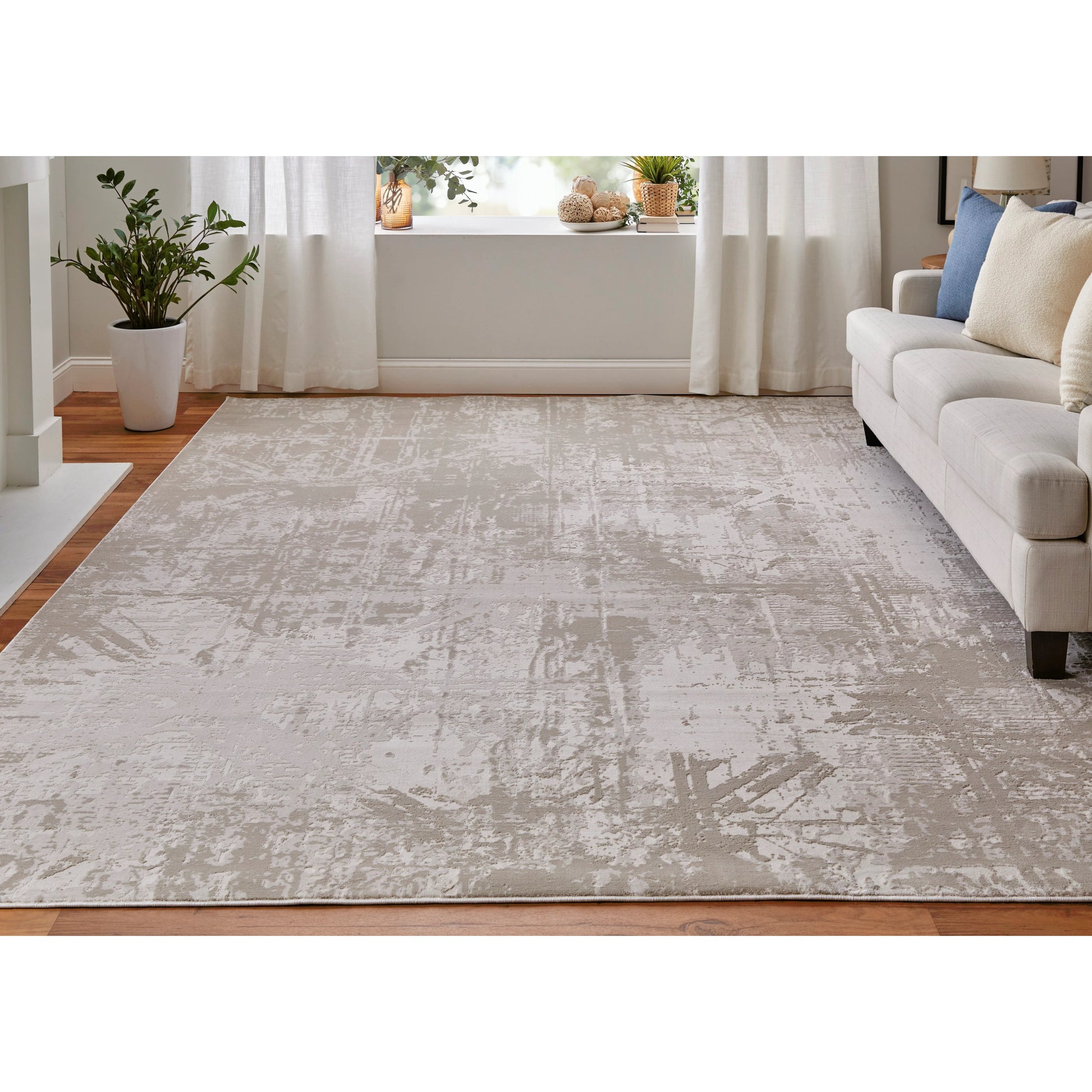 Prasad Rug - 67039NAF by Feizy in ivory, taupe, silver. Made from polypropylene, polyester in a unique style.