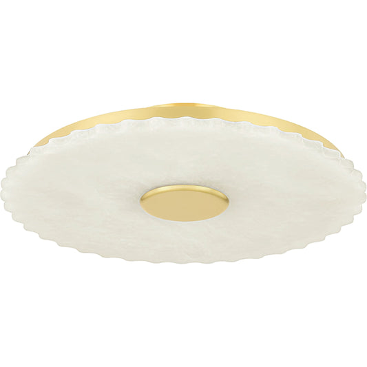 Highland Falls 1 Light Flush Mount by Hudson Valley in aged brass. Made from steel in a modern style.