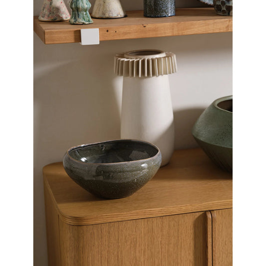 Freestone Bowl by Accent Decor in dark, green. Made from ceramic in a unique style.