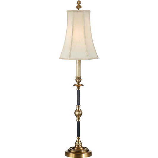Emmett Lamp by Wildwood in black, gold. Made from brass in a traditional style.
