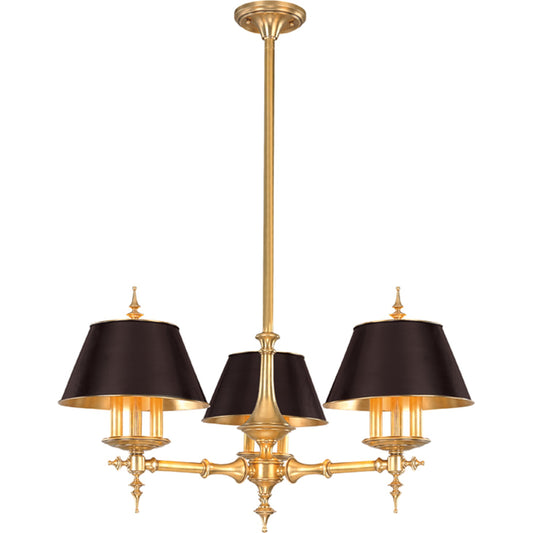 Cheshire Chandelier by Hudson Valley in aged brass. Made from brass in a transitional style.