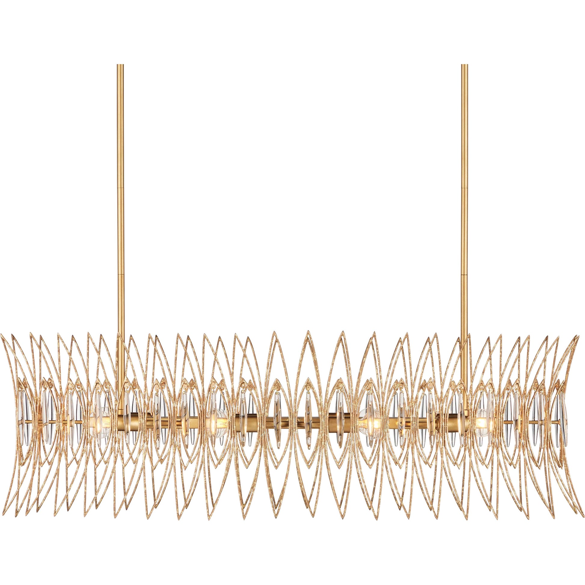 Marquise Oval Chandelier by Currey and Company in clear, luxor gold. Made from glass, wrought iron in a unique style.