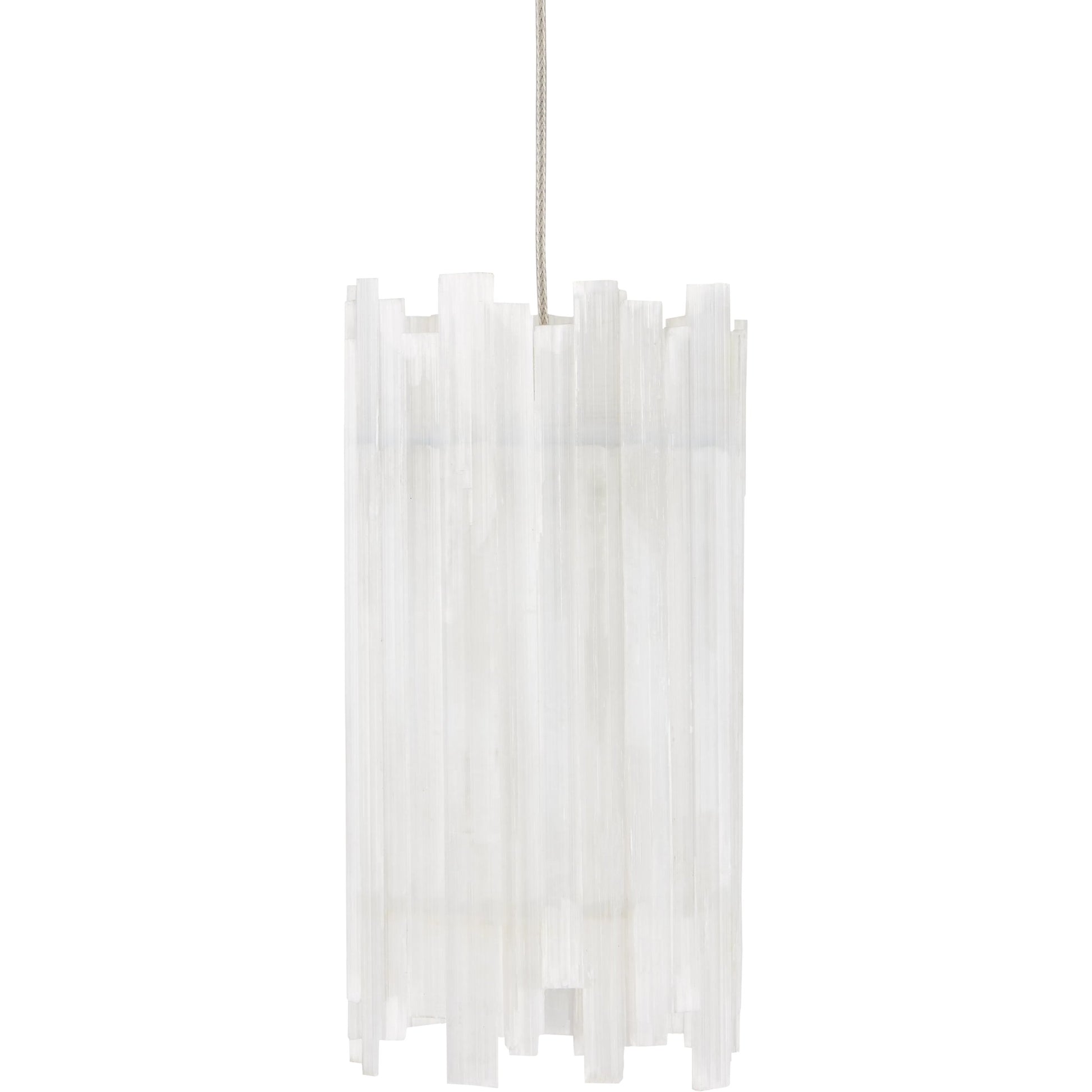 Escenia 3-Light Multi-Drop Pendant by Currey and Company in natural selenite, silver. Made from selenite, frosted glass in a transitional style.