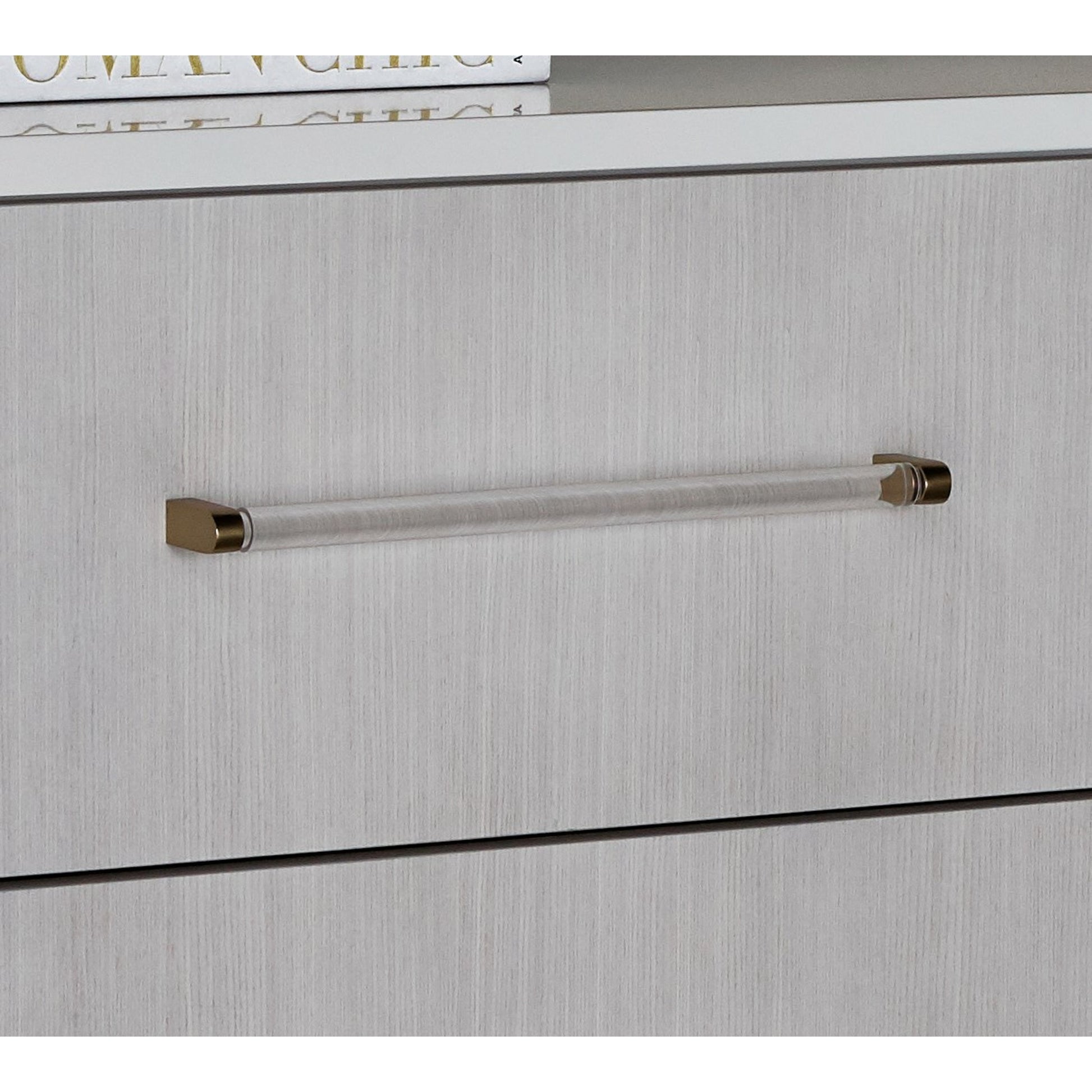 Brentwood Dresser by Miranda Kerr Home in gold and white lacquer. Made from unique in a transitional style.