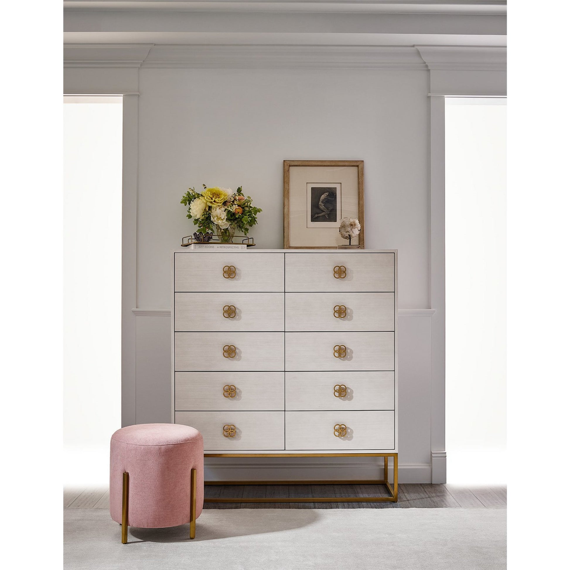 Peony Drawer Chest by Miranda Kerr Home in gold and alabaster. Made from unique in a modern style.