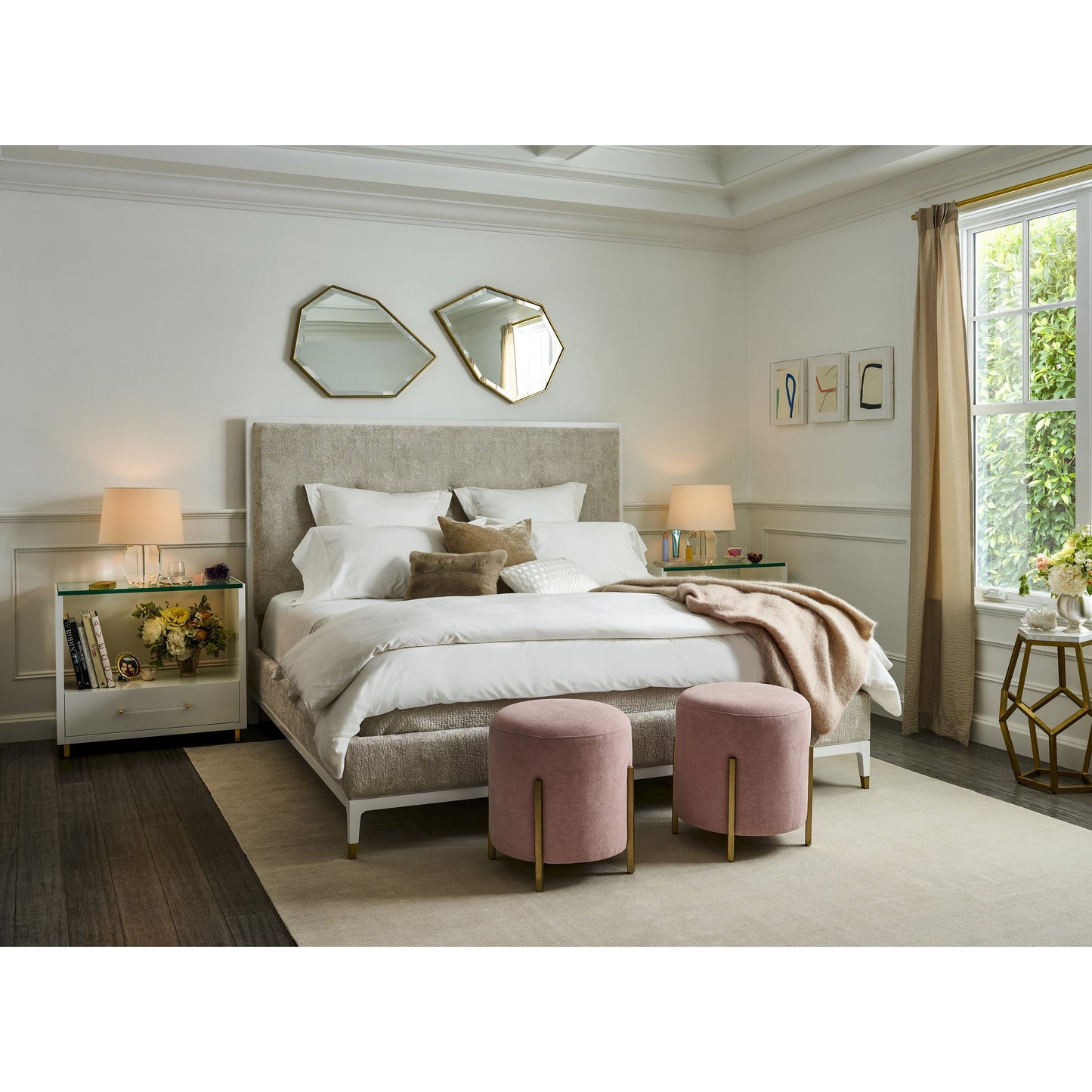 006 SR-909224 | Lifestyle | Peony Nightstand by Miranda Kerr Home in gold and alabaster. Made from unique in a modern style.