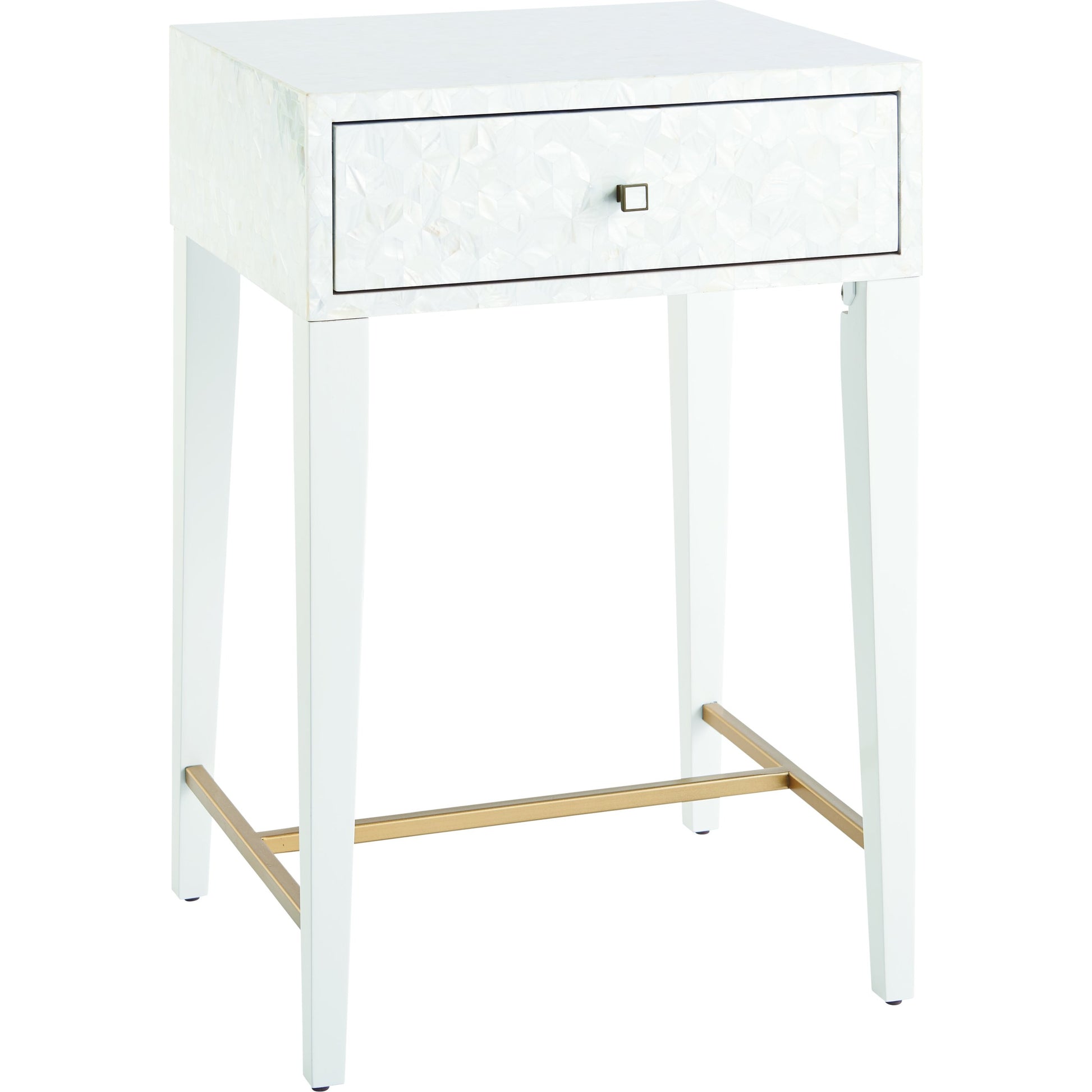 Bliss Bedside Table by Miranda Kerr Home in white and white lacquer. Made from unique in a transitional style.