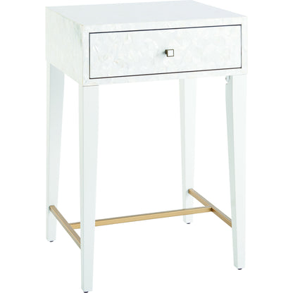 Bliss Bedside Table by Miranda Kerr Home in white and white lacquer. Made from unique in a transitional style.