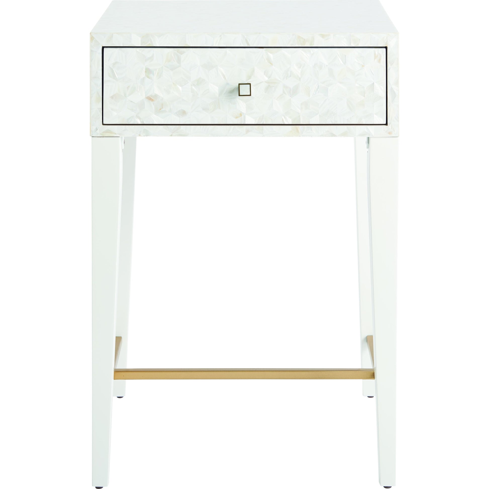 Bliss Bedside Table by Miranda Kerr Home in white and white lacquer. Made from unique in a transitional style.