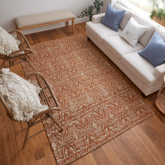 Lilliana Transitional Geometric Rug - 0766F by Feizy in orange, tan. Made from jute in a unique style.