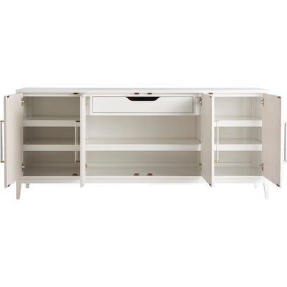 Desert Rose Credenza by Miranda Kerr Home in gold and white lacquer. Made from unique in a transitional style.